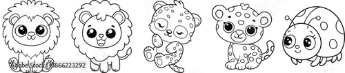 Cute animal line drawings