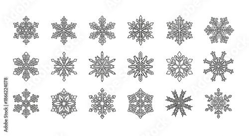 Wallpaper Mural Set of detailed snowflake illustrations isolated on, ideal for winter designs and seasonal greetings Torontodigital.ca