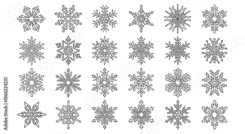 Wallpaper Mural Variety of intricate snowflake designs isolated on, perfect for winterthemed projects and festive decorations Torontodigital.ca
