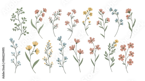 Floral Flourish: A delicate collection of vibrant wildflowers, each a testament to nature's artistry, blooms in a delightful array of colors. 