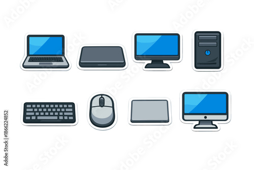 Computer devices cartoon icons collection