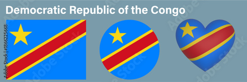 set flag of Democratic Republic of Congo icon vector illustration