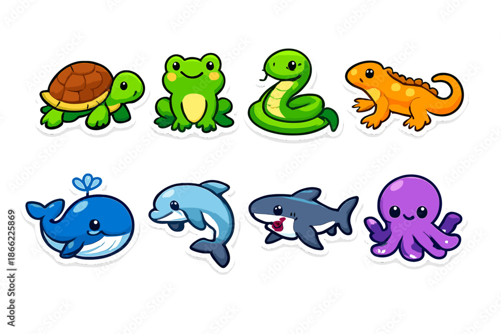 Obraz premium Cartoon animal illustrations set