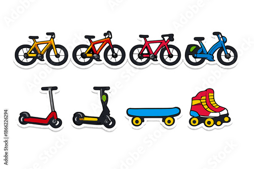 Transportation modes line icons set