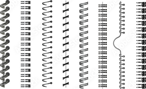 A collection of various sewing machine stitch patterns displayed in vertical columns showcasing different textile designs