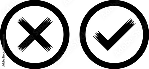 Minimalist check and cross icons set