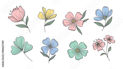 Floral Harmony: Delicate floral blossoms in an array of pastel hues, artfully arranged to create a serene and visually stunning display. A celebration of natural beauty.