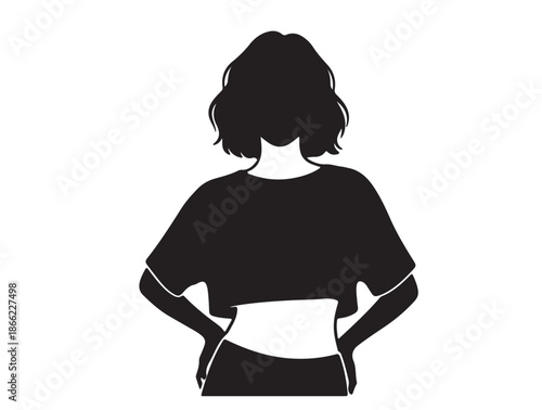 Female belly figure in modest crop-top style, lifestyle illustration icon white background.