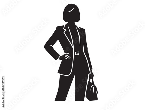 female body midsection, smart casual fashion look icon white background.