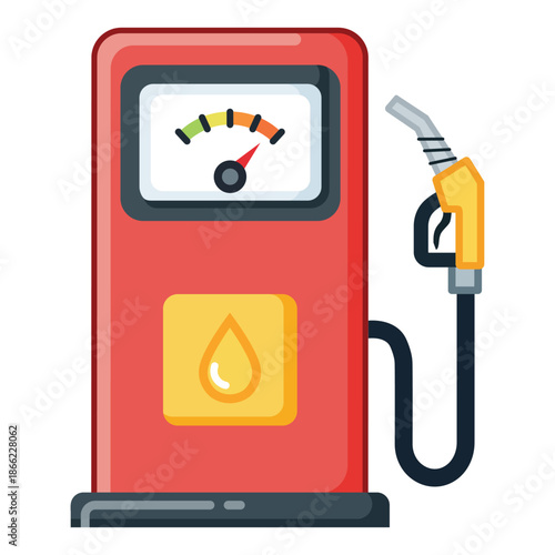 Fuel Dispenser Illustration: A modern fuel dispenser, with a vibrant color palette, offers an efficient service. Capturing a simple view for your service!