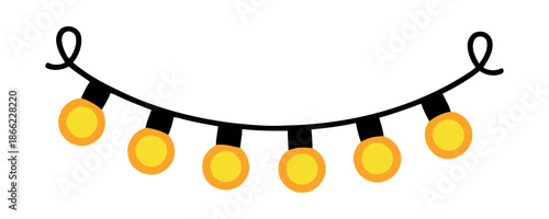 A bright and colorful vector illustration of a string of multi-colored light bulbs, perfect for festive and joyful occasions.