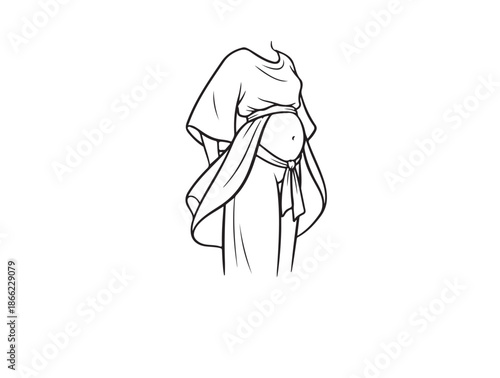  shape belly illustration, inclusive fashion art icon white background.