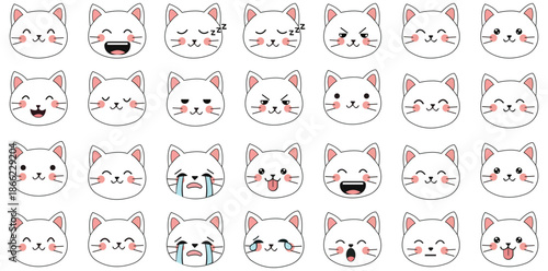 Cute Cat Expressions: A delightful collection of cat emoticons, each conveying a unique emotion. From joy to sadness, these charming characters capture the full spectrum of feelings.
