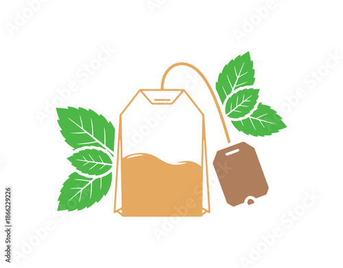 Simple icon of a mint tea bag.
