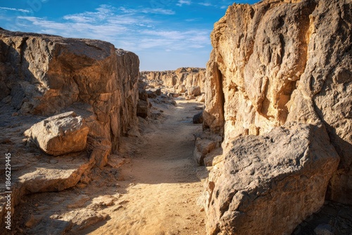 Sunny desert canyon path