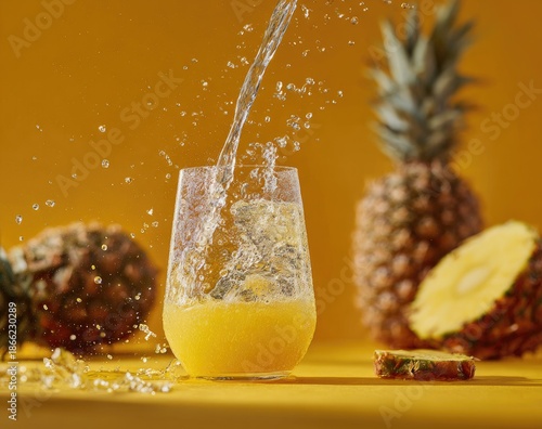 Pineapple juice splash in glass (1)