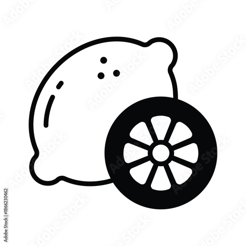 A trendy glyph icon of lemon citrus fruit, premium vector