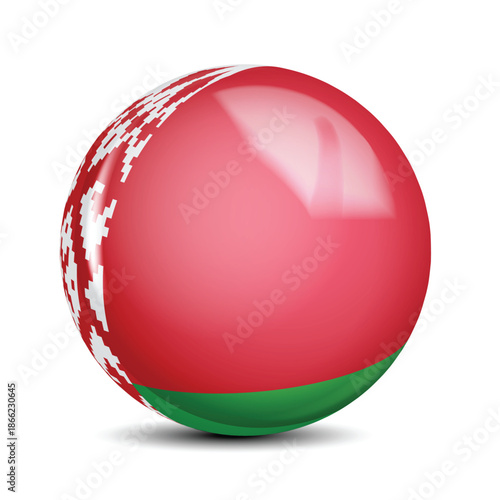 Belarus National Flag Sphere Icon Glossy Button 3D Vector Illustration