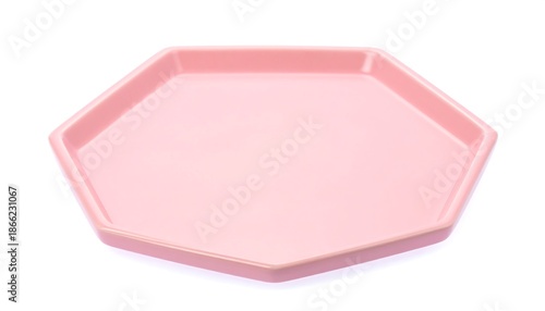 A Simple Pink Octagonal Plate on a White Background.