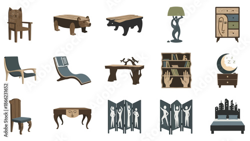 Collection of Various Furniture Pieces and Decor.
