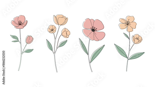 Floral Elegance: Delicate watercolor flowers, each a unique masterpiece, are delicately illustrated, showcasing the beauty of nature.