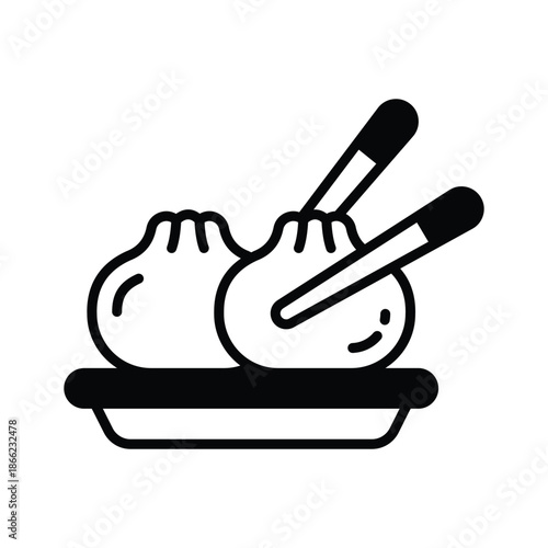 A visually appealing glyph icon of dumplings food