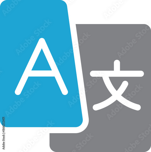 Language translation icon with chat bubbles for an online translator app. Global language switch sign, foreign language dictionary, speech service. Language icon on transparent background
