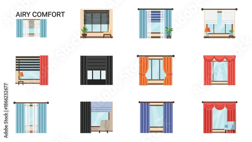 Collection of Various Window Curtain Designs Displayed.