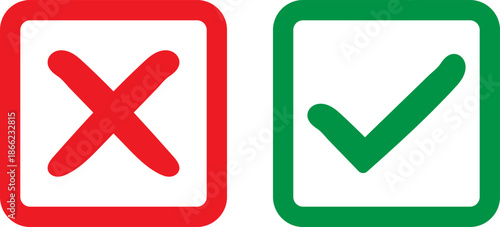 Checkmark and cross icons set