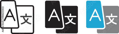 Language translation icon with chat bubbles for an online translator app. Global language switch sign, foreign language dictionary, speech service. Language icon on transparent background
