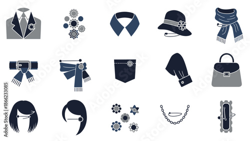 Fashion Accessories and Clothing Items Illustration Set.