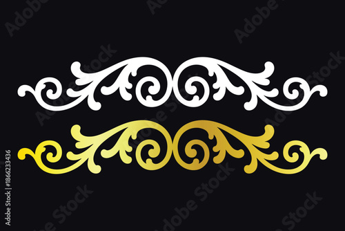 Elegant scrollwork design in white and gold