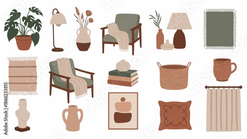 Home Decor Items Collection with Furniture and Accessories.