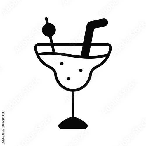 An amazing glyph icon of cocktail beverage