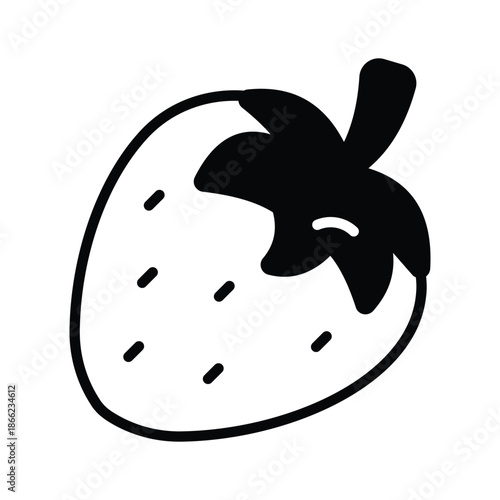 An editable glyph icon of strawberry fruit, health food