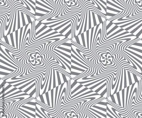 Seamless pattern. Abstract striped background. Black and white design. Vector illustration for textile printing, packaging, wrapper, etc.