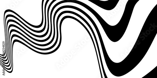 Black on white abstract perspective line wave stripes with 3d dimensional effect isolated on white. Vector eps10