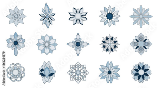 Collection of Blue Floral Patterns and Designs.