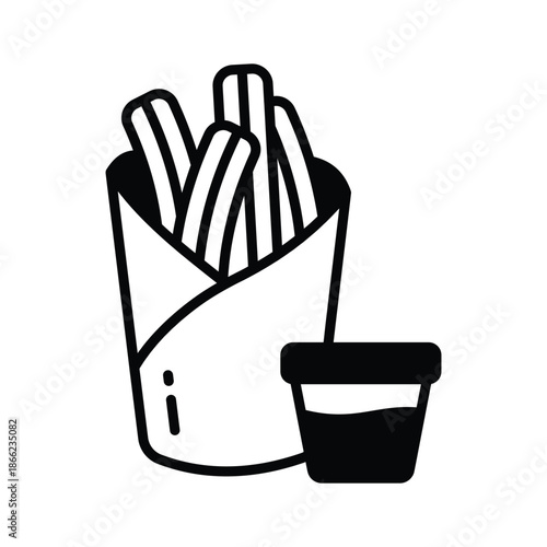 Premium glyph icon of churros dessert snack