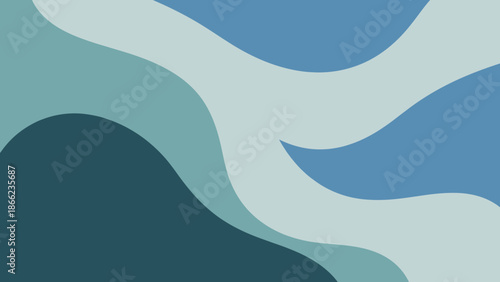 Abstract Blue Wavy Shapes and Forms.