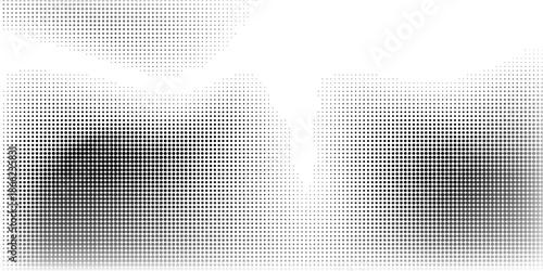 Halftone faded gradient texture. Grunge halftone grit background. White and black sand noise wallpaper. Retro pixilated vector backdrop