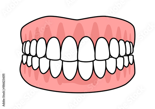 False teeth concept vector illustration. Dentures. Dental prosthetic.