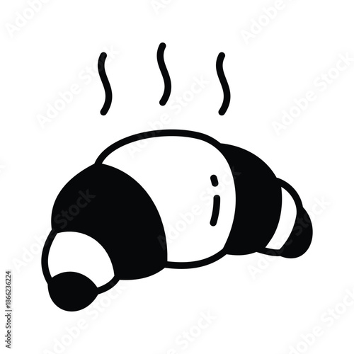 Easy to edit glyph icon of croissant bakery food