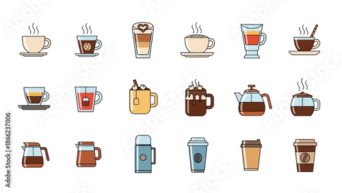 Collection of Coffee Cups and Mugs.