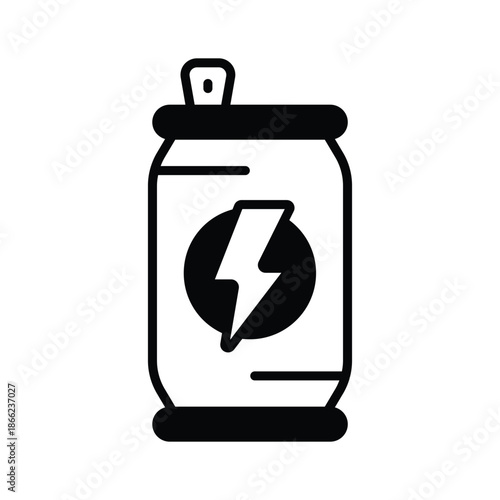 Visually appealing glyph icon of energy drink can