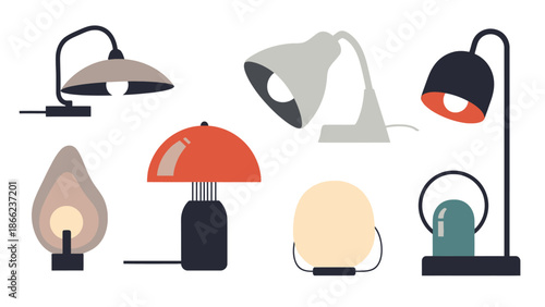 Collection of Modern Table Lamps and Lighting Fixtures.