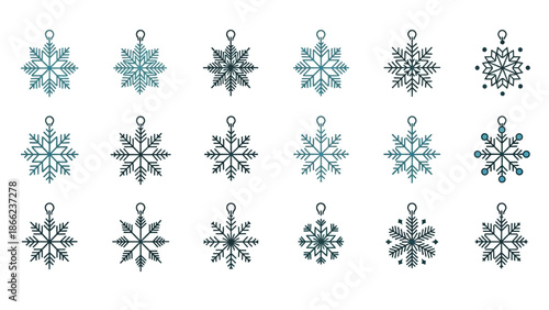 Collection of Snowflake Charms in Various Designs.