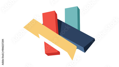 Colorful 3D Geometric Shapes Arrangement.