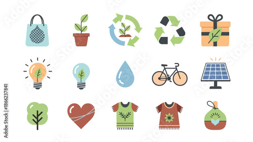 Eco Friendly Icons for Sustainable Living.