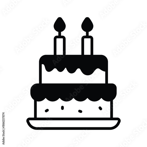 Easy to edit glyph icon of cake dessert bakery